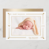 Elegant Gold Lined Border Foto Feestdagenkaart (Voorkant / Achterkant)