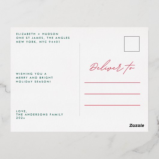 Elegant GOLD LINES Merry Kerstseries Foto Folie Feestdagen Briefkaart (Achterkant)