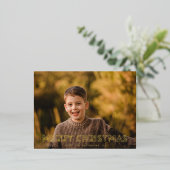 Elegant GOLD LINES Merry Kerstseries Foto Folie Feestdagen Briefkaart (Staand Voorkant)