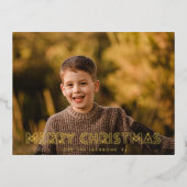 Elegant GOLD LINES Merry Kerstseries Foto Folie Feestdagen Briefkaart (Voorkant)
