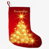 Elegant Gold Lit kerstboomfeestdag Kleine Kerstsok (Voorkant)