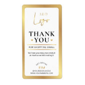 Elegant Gold Logo Business Order Bedankt Etiket (Voorkant)