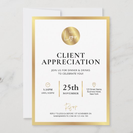 Elegant Gold Logo Client-appreciatiedag Kaart (Voorkant)
