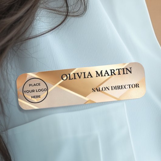 Elegant Gold Logo Magnetic Name Badge