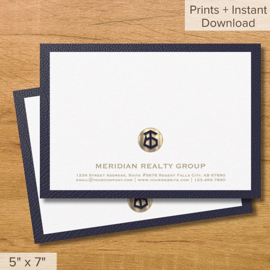 Elegant Gold Logo Real Estate 5x7 Note Cards Kaart