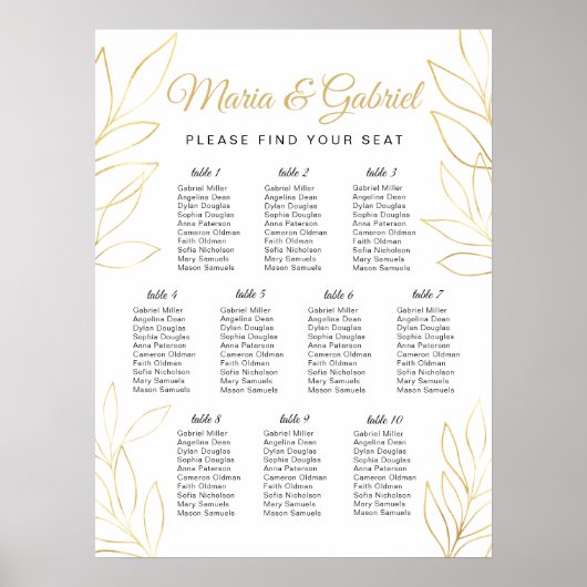Elegant Gold-loof. Weddenschappen Poster (Voorkant)