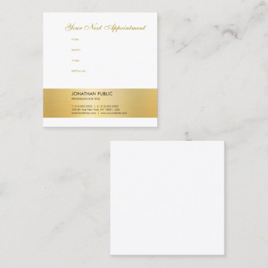 Elegant Gold look Appointherinnering Sjabloon Afsprakenkaartje (Voorkant / Achterkant)