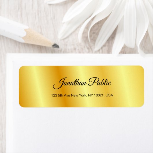 Elegant Gold look Hand Script Moderne Sjabloon Etiket (Insitu)