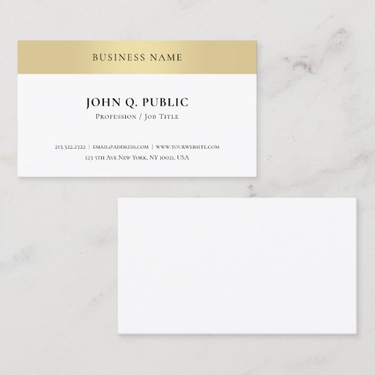 Elegant Gold look minimalistisch Sjabloon Moderne Visitekaartje (Voorkant / Achterkant)