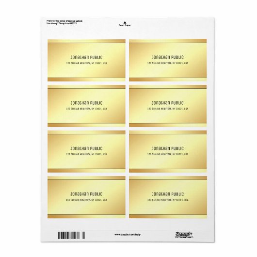 Elegant Gold Look Modern Eenvoudige Sjabloon Verze Etiket (Full Sheet)