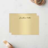 Elegant Gold look Modern handgeschreven script Notitiekaartje (Voorkant / Achterkant in situ)