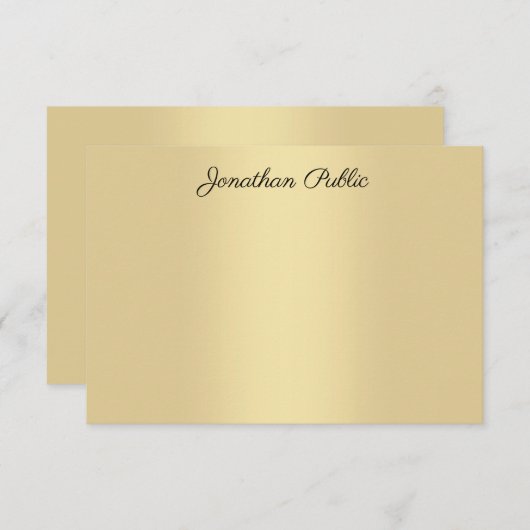 Elegant Gold look Modern handgeschreven script Notitiekaartje (Voorkant / Achterkant)