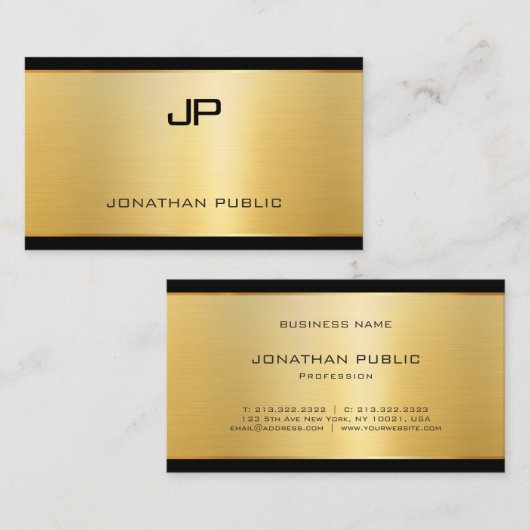 Elegant Gold Look Modern Luxury Sjabloon Trendy Visitekaartje (Voorkant / Achterkant)
