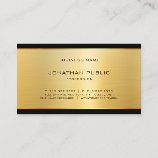 Elegant Gold Look Modern Luxury Sjabloon Trendy Visitekaartje (Achterkant)