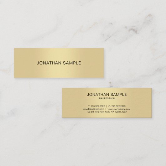 Elegant Gold look Modern Simple Design Trendy Mini Visitekaartje (Voorkant / Achterkant)
