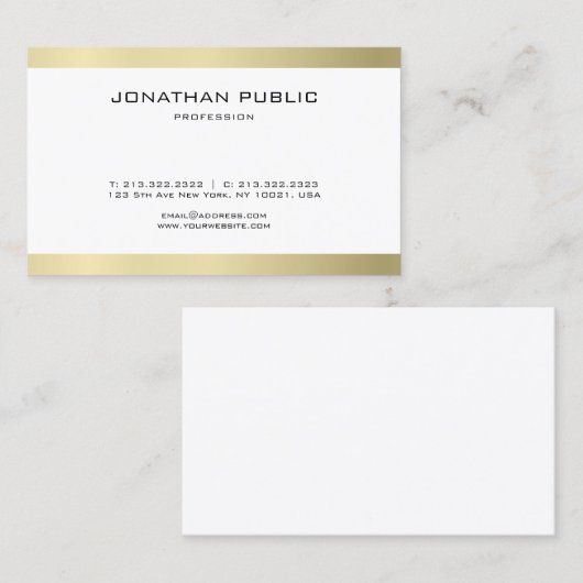 Elegant Gold look Modern Simple Plain Trendy Luxe Visitekaartje (Voorkant / Achterkant)