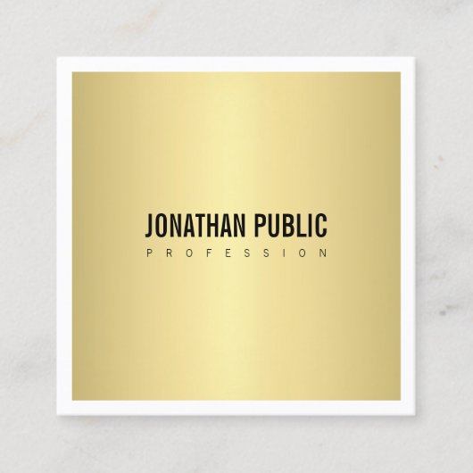Elegant Gold look Plain Modern minimalist Vierkante Visitekaartje (Voorkant)