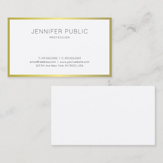 Elegant Gold look Professional Modern Plain Luxe Visitekaartje (Voorkant / Achterkant)