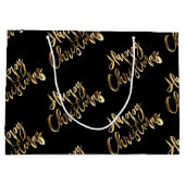 Elegant Gold look Script Black Happy Kerstmis Groot Cadeauzakje (Achterkant)
