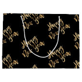 Elegant Gold look Script Black Happy Nieuwjaar Groot Cadeauzakje (Achterkant)