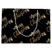 Elegant Gold look Script Black Merry kerst Groot Cadeauzakje (Achterkant)