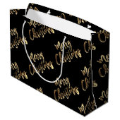 Elegant Gold look Script Black Merry kerst Groot Cadeauzakje (Achterkant Gekanteld)