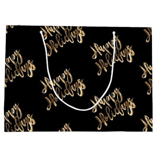 Elegant Gold look Script Black Prettige feestdagen Groot Cadeauzakje (Achterkant)