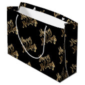 Elegant Gold look Script Black Prettige feestdagen Groot Cadeauzakje (Achterkant Gekanteld)