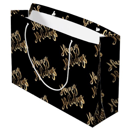 Elegant Gold look Script Black Prettige feestdagen Groot Cadeauzakje (Achterkant Gekanteld)