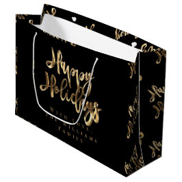 Elegant Gold look Script Black Prettige feestdagen Groot Cadeauzakje