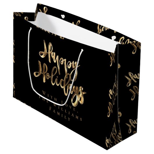 Elegant Gold look Script Black Prettige feestdagen Groot Cadeauzakje (Voorkant Gekanteld)