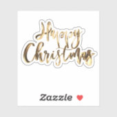 Elegant Gold Look Script Feestelijk Gelukkig Kerst Sticker (Vel)