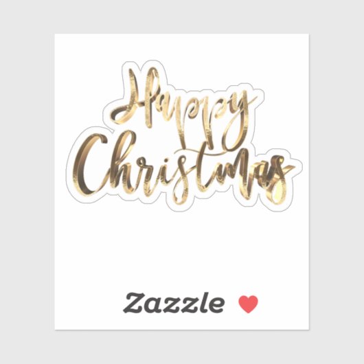 Elegant Gold Look Script Feestelijk Gelukkig Kerst Sticker (Vel)