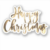 Elegant Gold Look Script Feestelijk Gelukkig Kerst Sticker (Voorkant)