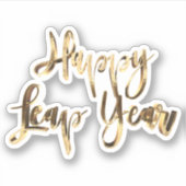 Elegant Gold Look Script Feestelijk Happy Leap Jaa Sticker (Voorkant)