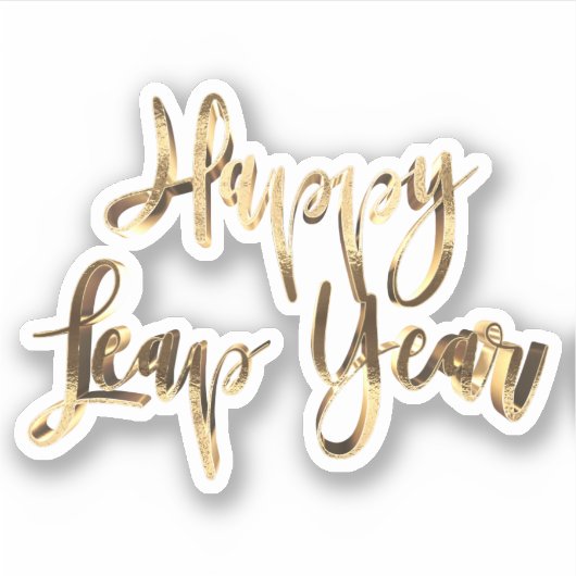 Elegant Gold Look Script Feestelijk Happy Leap Jaa Sticker (Voorkant)