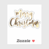 Elegant Gold Look Script Feestelijk Vrolijk Kerstf Sticker (Vel)