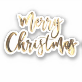 Elegant Gold Look Script Feestelijk Vrolijk Kerstf Sticker