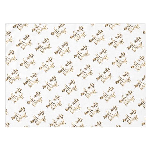 Elegant Gold Look Script Gelukkig Nieuwjaar Tafelkleed (Voorkant (Horizontaal))
