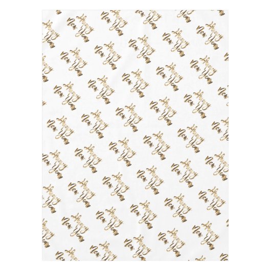 Elegant Gold Look Script Gelukkig Nieuwjaar Tafelkleed (Voorkant)