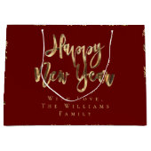 Elegant Gold look Script Happy Nieuwjaar rood Groot Cadeauzakje (Voorkant)