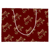 Elegant Gold look Script Happy Nieuwjaar rood Groot Cadeauzakje (Achterkant)