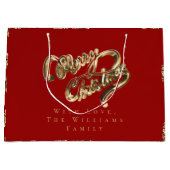 Elegant Gold look Script Merry-kerstrood Groot Cadeauzakje (Voorkant)