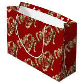 Elegant Gold look Script Merry-kerstrood Groot Cadeauzakje (Achterkant Gekanteld)