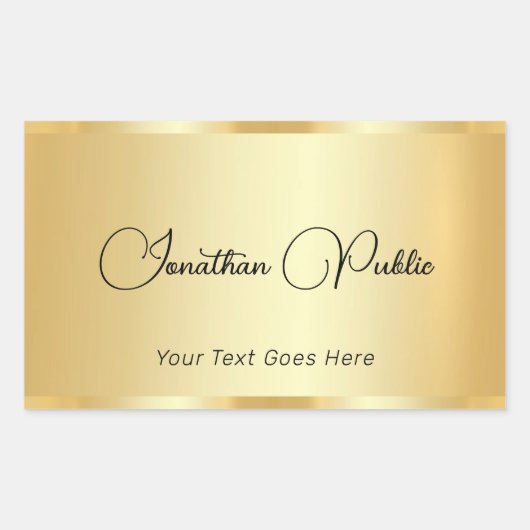 Elegant Gold Look Script Sjabloon Typografie Rechthoekige Sticker (Voorkant)