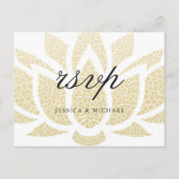 Elegant Gold Lotus Flower Custom Wedding RSVP