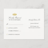Elegant Gold Lotus Flower Custom Wedding RSVP Uitnodiging Briefkaart (Achterkant)