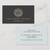 Elegant Gold Lotus Flower Designer Black Visitekaartje (Voorkant / Achterkant)