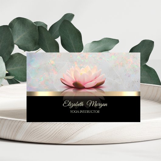 Elegant Gold, Lotus Flower Holographic Opal Visitekaartje