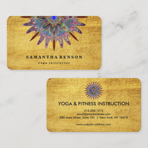 Elegant Gold Lotus Flower Logo Yoga Visitekaartje